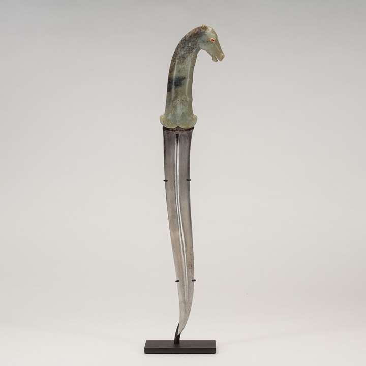 Mughal Dagger with a Jade Horse-Head Handle  